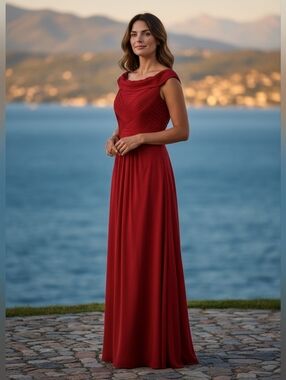Adrianna Papell Pintuck Gown Off Shoulder Gown Elegant Evening Celeb Style